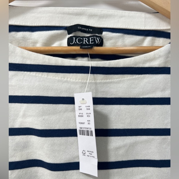 NWT JCrew Cropped boatneck T-shirt in mariner cotton, size XS - Picture 3 of 4